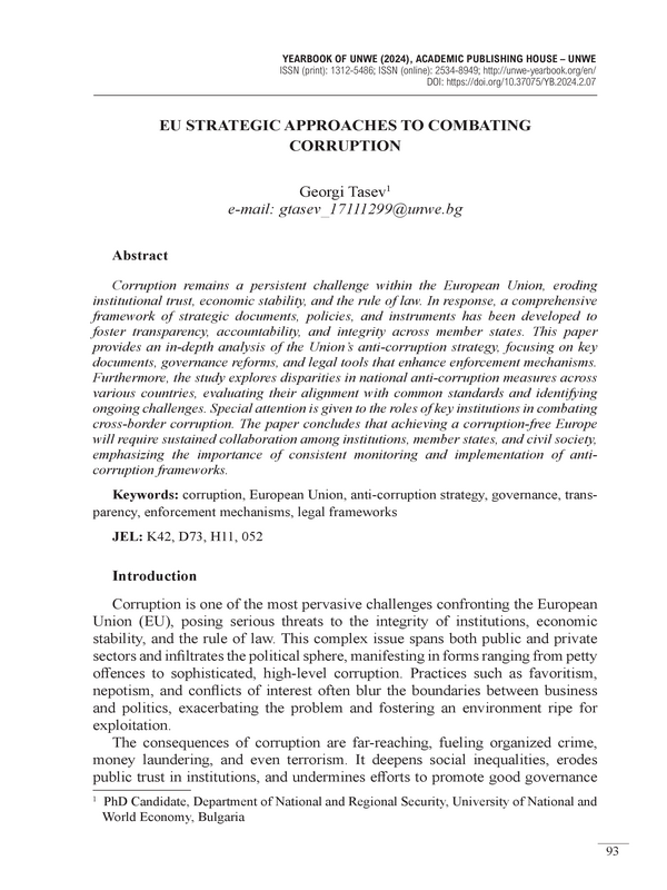 EU Strategic Approaches to Combating Corruption