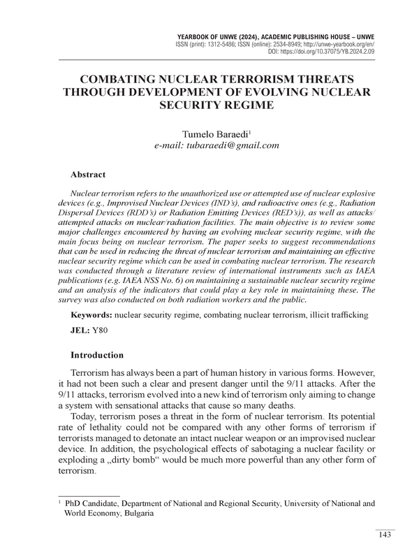 Combating Nuclear Terrorism Threats Through Development of Evolving Nuclear Security Regime