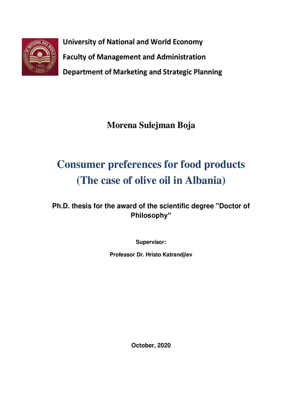 Consumer preferences for food products (The case of olive oil in Albania)