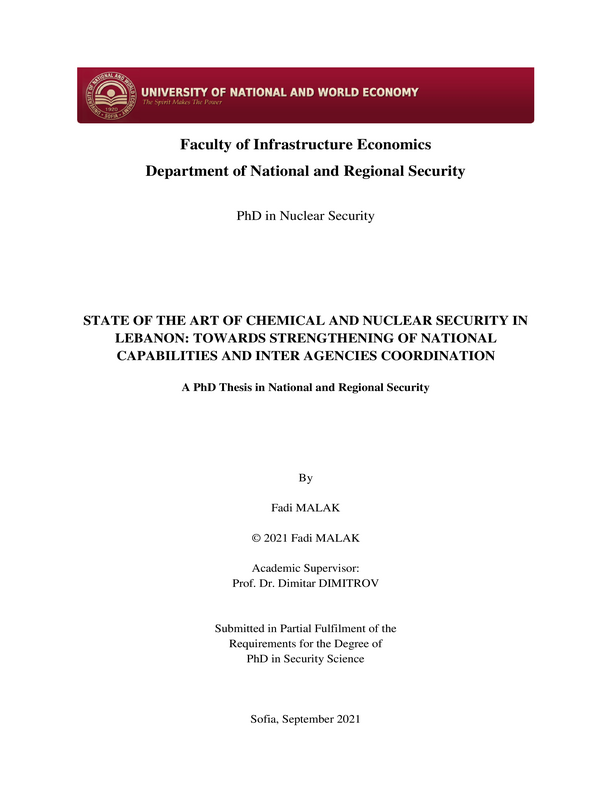State of the art of chemical and nuclear security in Lebanon : towards strengthening of national capabilities and inter agencies coordination