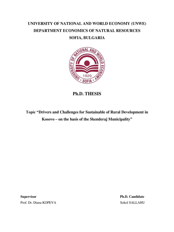 Drivers and Challenges for Sustainability of Rural Development in Kosovo - on the basis of Skenderaj Municipality