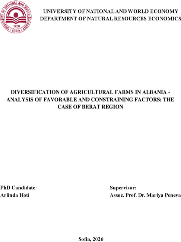 Diversification of Agricultural Farms in Albania - Analysis of Favorable and Constraining Factors: The Case of Berat Region